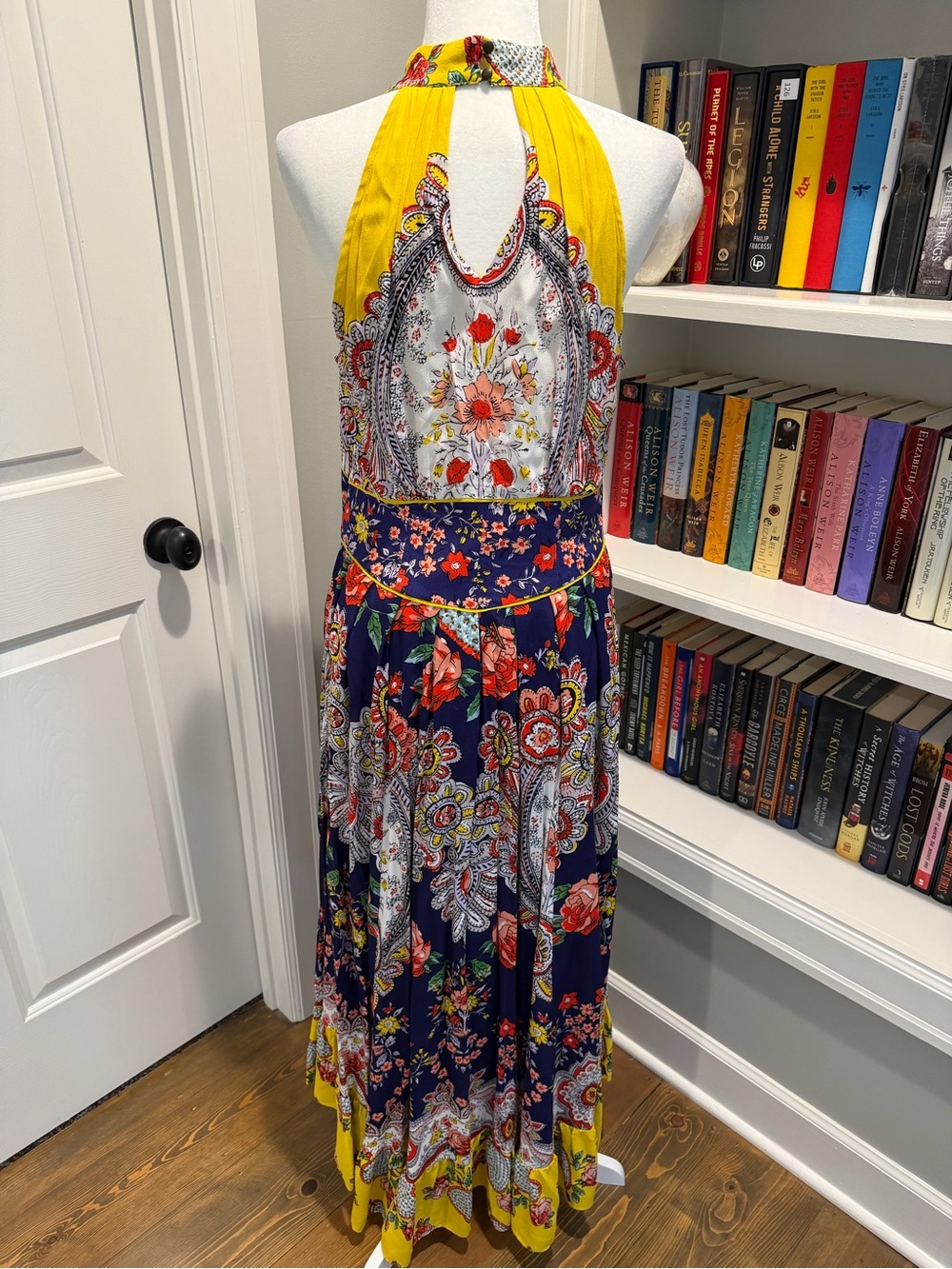 Maeve Yellow & Navy Floral Halter Maxi Dress - Picture 3 of 7